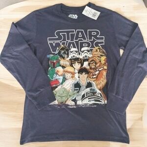 Star Wars‎ Boys Long Sleeve Shirt Size Medium Cartoonish Heathered Blue N…
